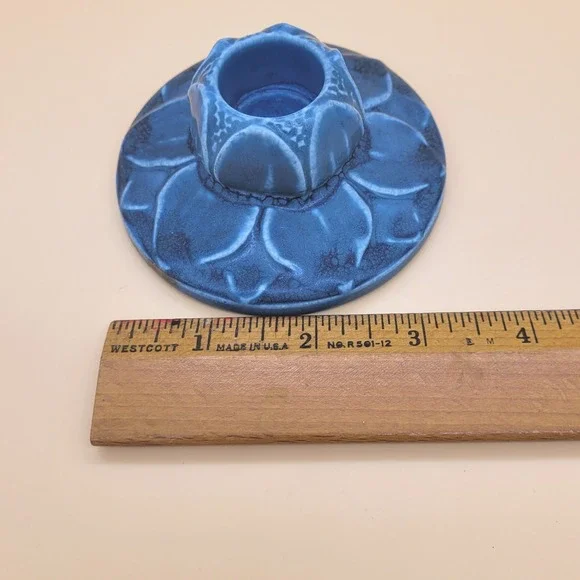 Antique Rookwood Pottery Lily Pad Candlestick Pair #2311 Blue circa 1923 - Picture 12 of 13